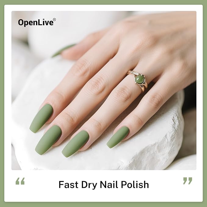 OpenLive 16.5ml Sage Green Nail Polish Large Volume Quick Drying Nail Polish, Fast Drying and Long Lasting Color Nail Art DIY Home Manicure Gift for Women