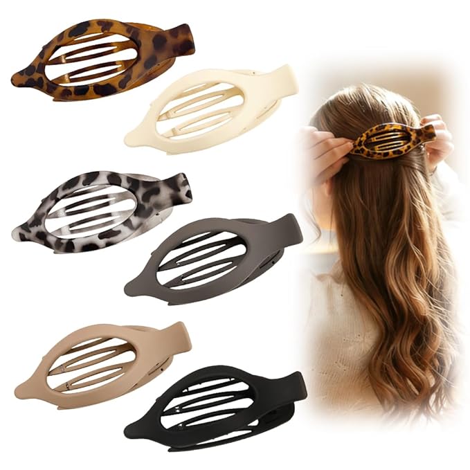 Flat Hair Clips for Women, 2026 New Flat Claw Clips for Women, Non Slip Clip For Thick to Thin Hair, Stylish Accessories for Daily Use (6PCS)