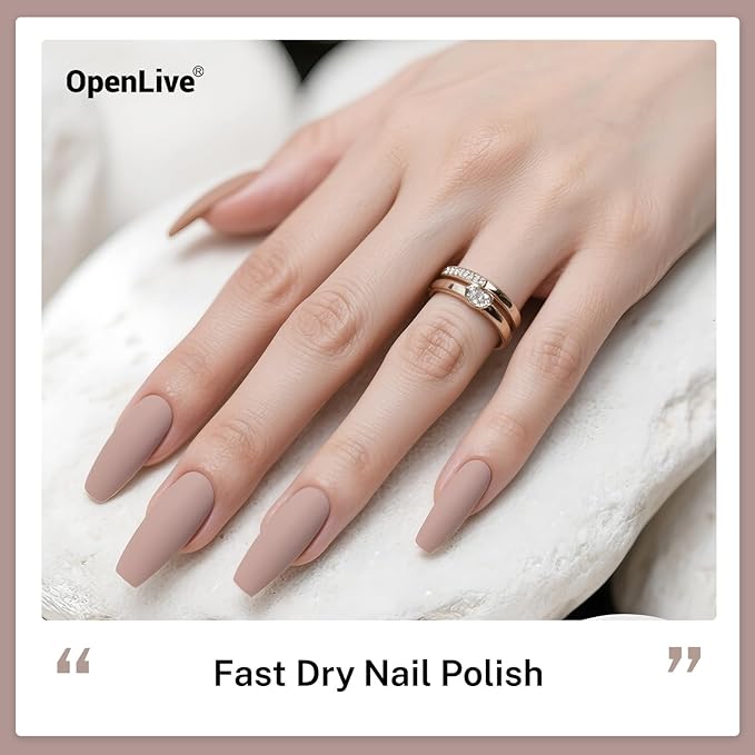 OpenLive 16.5ml Light Brown Nail Polish Large Volume Quick Dry Nail Polish, Long Lasting Shine, Fingernail Toenail Nail Art DIY Home Travel Nail Art Gift