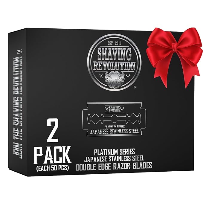 SHAVING REVOLUTION 100 Count Men's Safety Double Edge Razor Blades for Shaving - Platinum Japanese Stainless Steel Double Razor Shaving Blades for a Smooth, Precise and Clean Shave