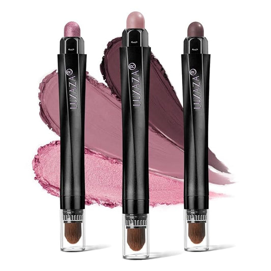 3PCS Eyeshadow Stick, Neutral Pink Cream Eye shadow Sticks Pencil Crayon,Eye Brightener Stick with Crease-proof Formula Eye Shadow