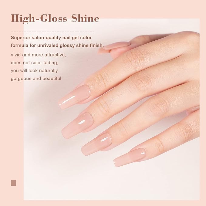 RARJSM Nude Pink Gel Nail Polish - Neutral, Transparent, French, Milky Pink Skin Tone - Sheer Light Pink Gel Nail Varnish - UV LED Cured, Soak Off - Home Salon DIY - 15ml Single Bottle