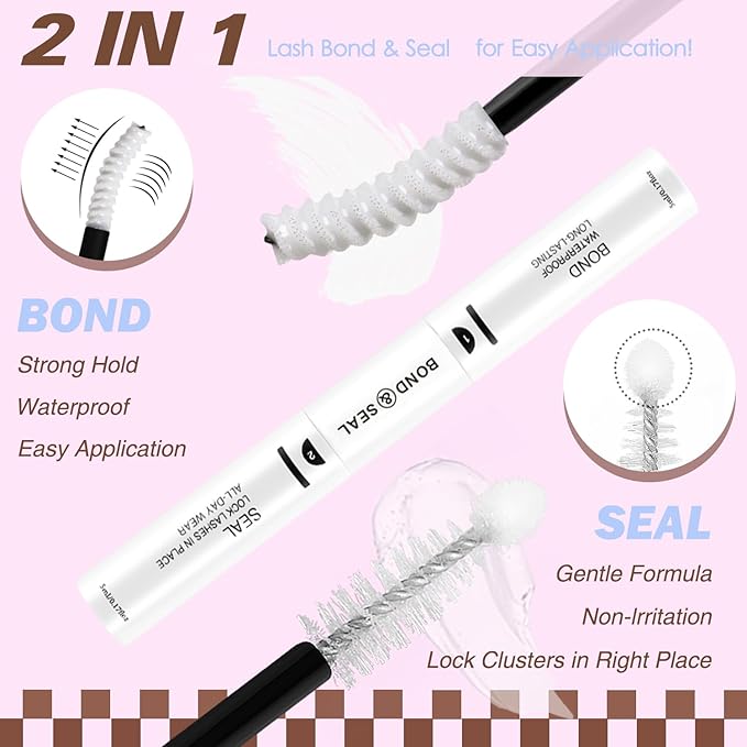 HEYWINK Brown Lash Clusters Kit Velure Lash Extensions Kit Natural Eyelash Clusters Short Lash Cluster 8-14mm Lash Clusters Natural with Invisible Band Individual Lash(Velure-Light Brown)