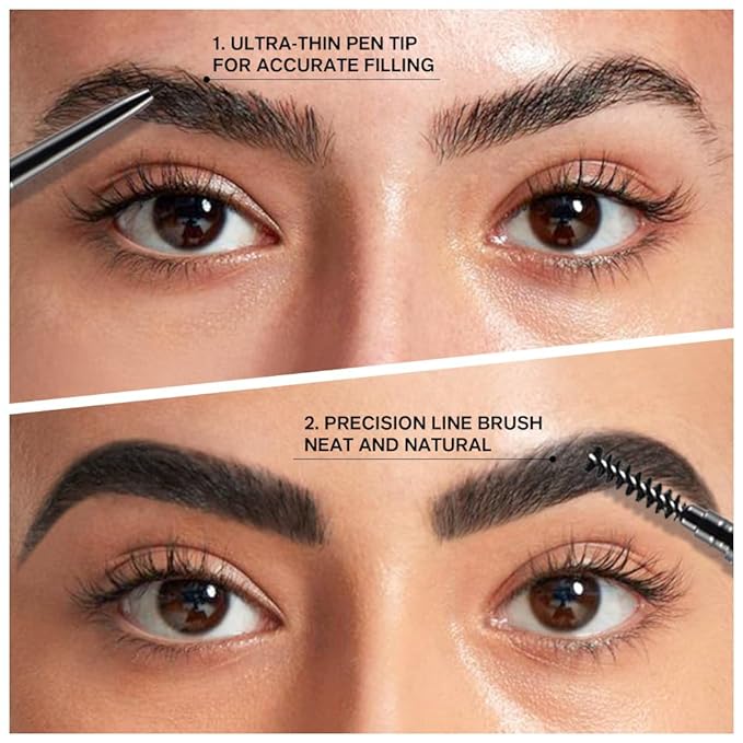 5 Pcs Dual-Sided Auto-rotate Ultra-Fine Tip Eye Brow Pencils Pack,Draws Tiny Brow Hairs, Defines, Fills Brows, Shapes, Contours, Combs, ‌1mm Pen Point (2*Black+2*Light brown+Gray)