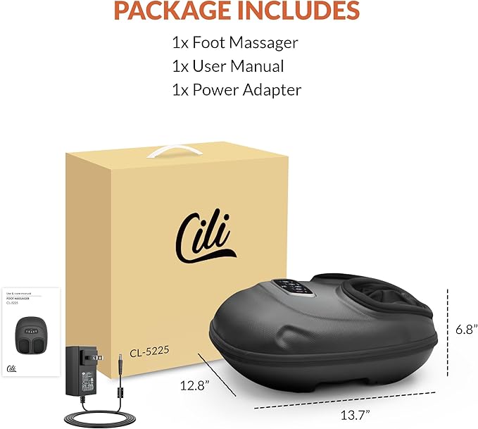 CILI Shiatsu Foot Massager Machine with Heat, Electric Feet Massager for Neuropathy, Independent Compression Rolling Vibration, Foot Warmer, Fits Up to Men Size 13, Gifts for Mom Dad