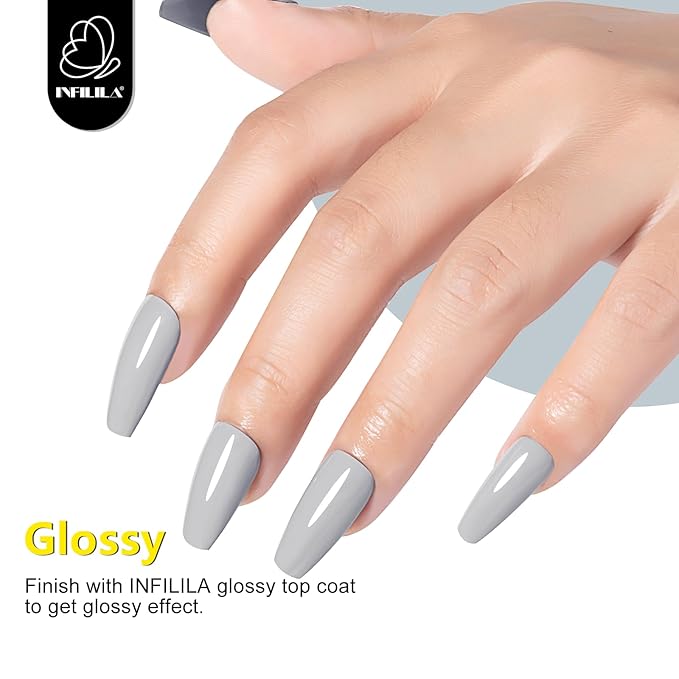 NXJ INFILILA Grey Gel Nail Polish, 15ml 0.51oz One-Stroke Coloring Grey Nail Polish Colors, Hema Free Soak Off UV Gift for Women Art Manicure Salon DIY Design Decoration at Home SQ003
