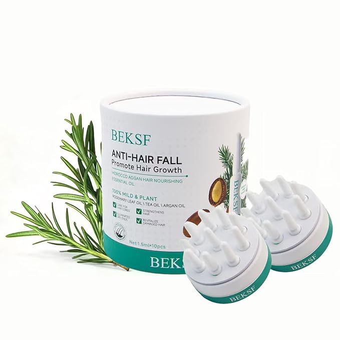 BEKSF Rosemary Hair Oil, a lightweight rosemary essential oil spray, suitable for all scalps and hair, free of parabens and sulfate surfactants, 15ml. (2, 10.5ml)