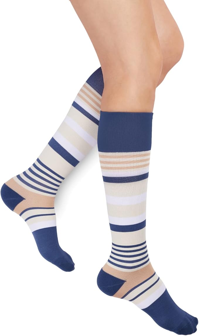 Rejuva Motley Stripe 15-20 mmHg Graduated Compression Socks for Women & Men