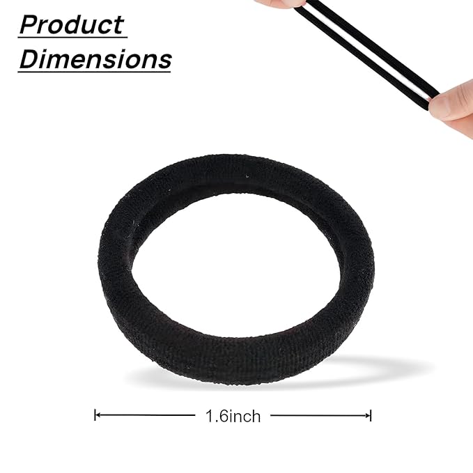 30 Large Sized Black Women Hair Ties,Elastic Headband that Won'T Damage Your Hair,Hair Ties Suitable for Thick Hair,Fashion Accessories,Seamless Cotton Hair Accessories(black)