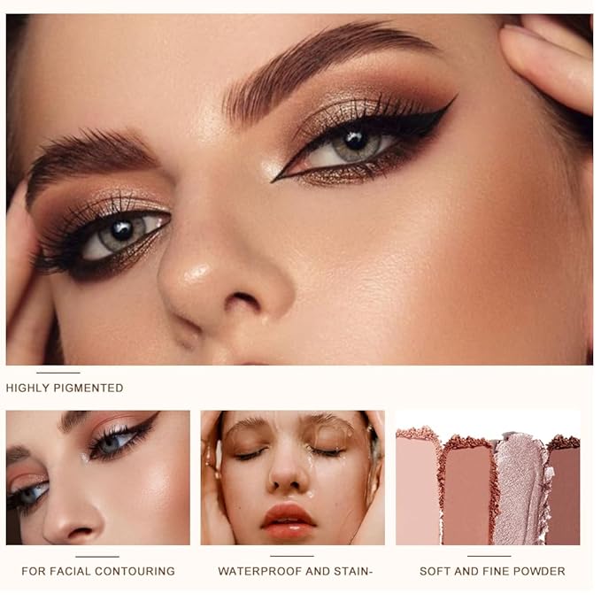 Eyeshadow Palette, Soft Matte & Romantic Shimmer, High Pigment, Smooth Texture, Easy to Blend, No Fallout, Can Be Used, Eyelids, and Nose for a More Radiant, Clear, and Flawless Finish-1#