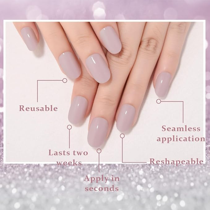 evpct Nude Medium Oval Glossy Press on Nails for Women Gift, Glossy Nude Fake Nail with Nail Kit Manicure Kit, Soft Gel Full Cover Reusable Stick on Soft Acrylic False Nails Perfectly Fit
