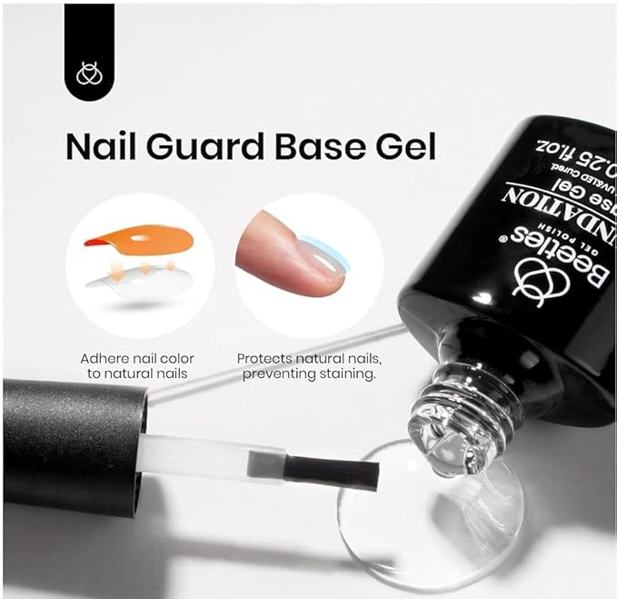Beetles Gel Nail Polish Set - 4Pcs White Black Gel Polish Set with No Wipe Top & Base Coat Nail Polish Set Soak Off UV LED Lamp Manicure Salon DIY Home Valentines Gifts for Her Women