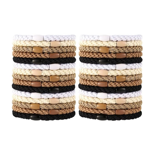 Hair Ties for Thick Hair 30 Pcs Elastics Hair Bands Ponytail Holders No Damage No Crease Hair Elastics For Women Girl(NATURAL MIX)
