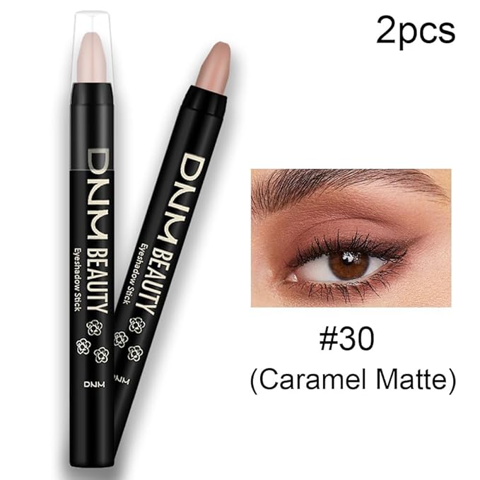 evpct 2Pcs Caramel Matte Cream Eye Shadow Brightener Sticks Set for Eyes, Caramel Matte Pencil Eye shadow Applicator Stick Pen Palette Makeup Waterproof sombras en crema para ojos 30+30