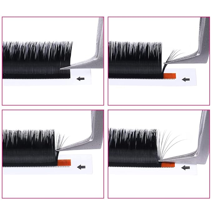 Easy Fan Volume Lashes 9-17mm Mixed Tray D Curl Lash Extensions Self Fanning Eyelash Extensions Russian Blooming Lash Extension Supplies(0.03-D, 9-17mm Mix)