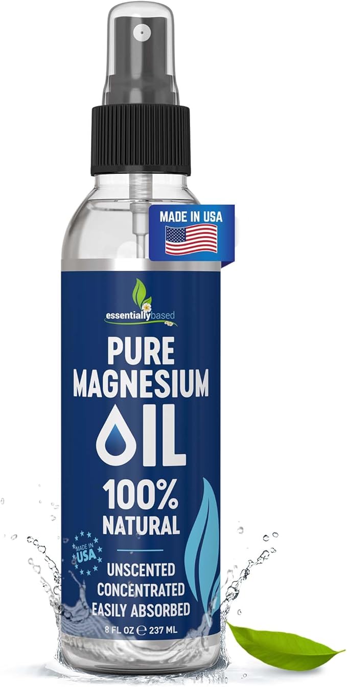 Pure Magnesium Oil Spray 8oz - Topical Magnesium Spray for Sleep Extra Strength - Less Sting - Less Itch - 100% Natural and Organic Oil - Made in USA