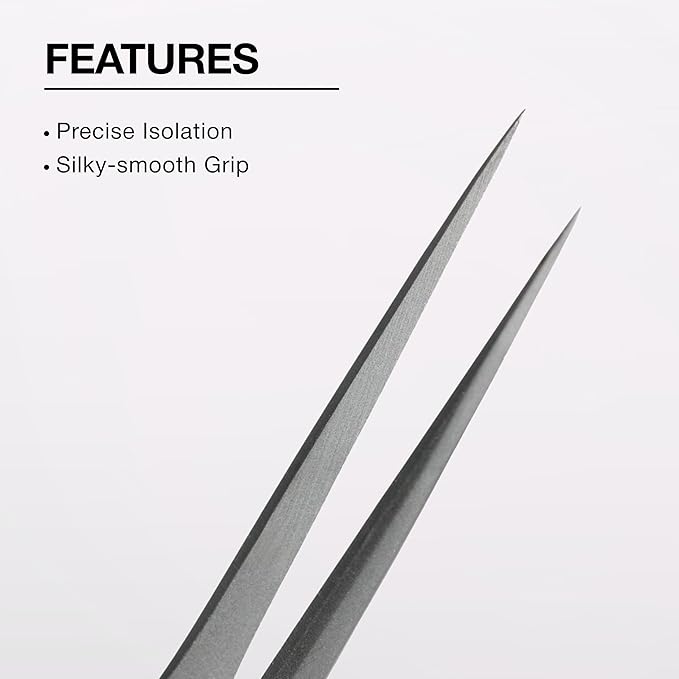 Curacoro EyeLash Tweezers - LashSmith Fine-tipped Lash Application Tool - Straight Isolation Tweezer for Every Lash Set