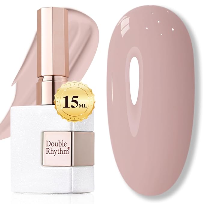 Double Rhythm Gel Polish 15ML Jelly Sheer Pastel Light Milky Color Pearl White Bottle 1 PC 0.5 OZ Full Size Nail Art Salon at Home (Milky Khaki-D1467)