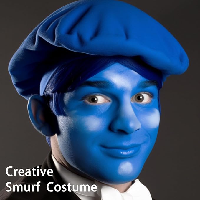 UCANBE Blue Face Body Paint Makeup Foundation, Professional Non-Toxic Greasepaint Palette for Adults Party, Cream Facepaints for Halloween Cosplay Theater Costume Stage SFX Dress-Up Makeup
