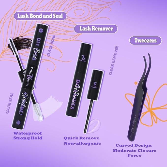 THINK SHOW Lash Clusters Kit 30D 9-16mm 280pcs Wispy Lash Clusters Kit with Bond and Seal,Tweezers,Remover Natural Cluster Eyelash Extensions for Beginners(30D)