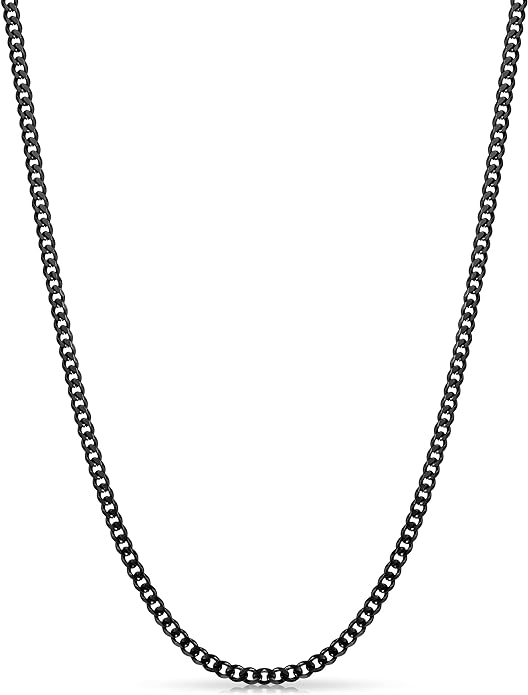 Fiusem 3.5mm Cuban Link Chains for Men, Silver Tone/Black/14K Gold Plated Stainless Steel Necklace Chain, Mens Necklace 16, 18, 20, 22, 24, 26, 28 Inch