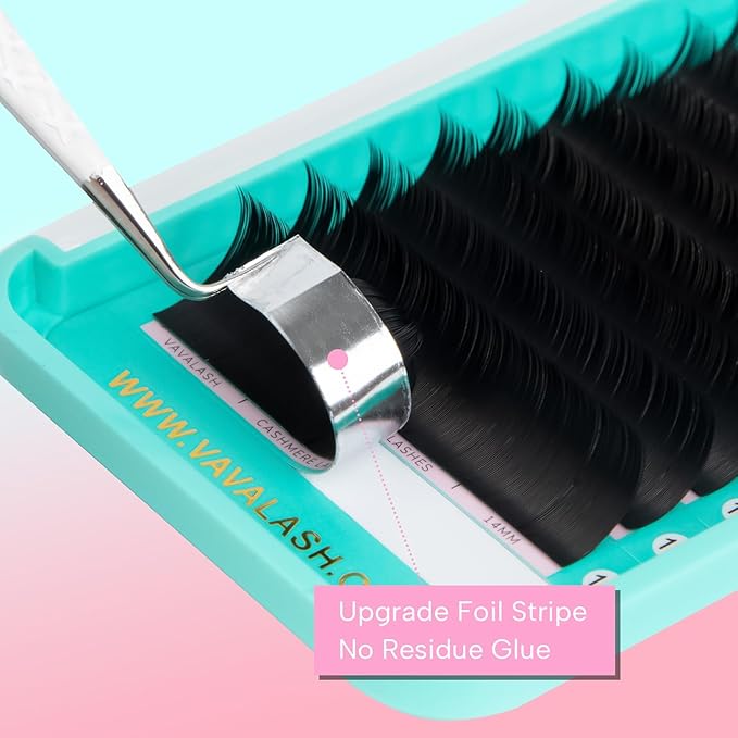 VAVALASH Cashmere Eyelash Extensions 0.03/0.05/0.07/0.15 Premium Lashes B L J Curl Volume Lash Extensions, Soft Super Matte Black Professional Lashes Extension Tray Supplies (0.03-B-8-15MM)