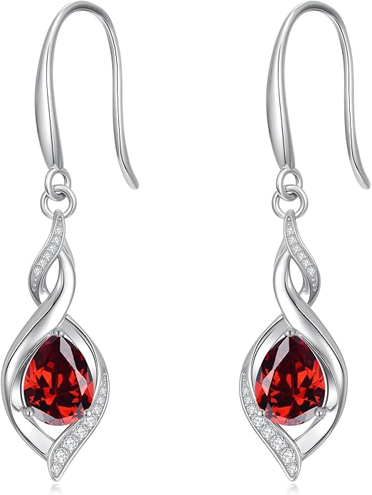 HPQQ Birthstone Earrings for Women 925 Sterling Silver Infinity Love Jewelry Valentines Day Birthday Gifts for Her Mom Wife Girlfriend