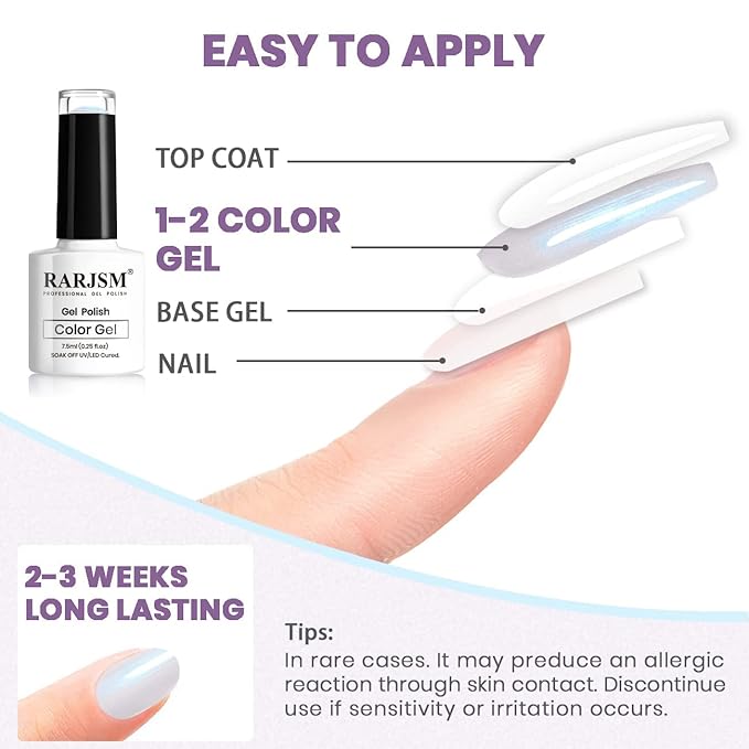 RARJSM Pearl Gel Nail Polish, Glitter Drawing GelPolish Shimmer Mermaid Nail Gel Soak Off for Salon Home DIY Manicure Use