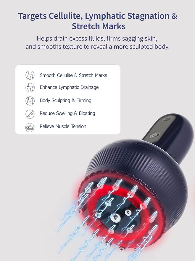 Paiaito Lymphatic Drainage Massager & Anti Cellulite Massage Tool, Helps Reduce Stretch Marks & Cellulite, for Legs, Arms & Belly, Body Sculpting Machine with Microcurrent, Light, Heat & Vibration