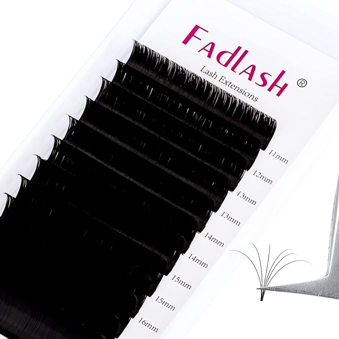 Lash Extension Easy Fan 0.03-0.10mm C D DD L Curl 8-30mm Length Volume Lash Extensions Self Fanning Eyelash Extensions Russian Lashes (0.07-DD, 11-19mm Mix)