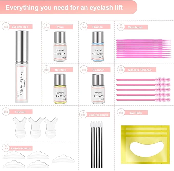 2025 Lash Lift Kit, Professional Eyelash Perm Kit, Easy for Beginner Achieve Curling and Lifting Lash, Suitable for Salon & Home DIY