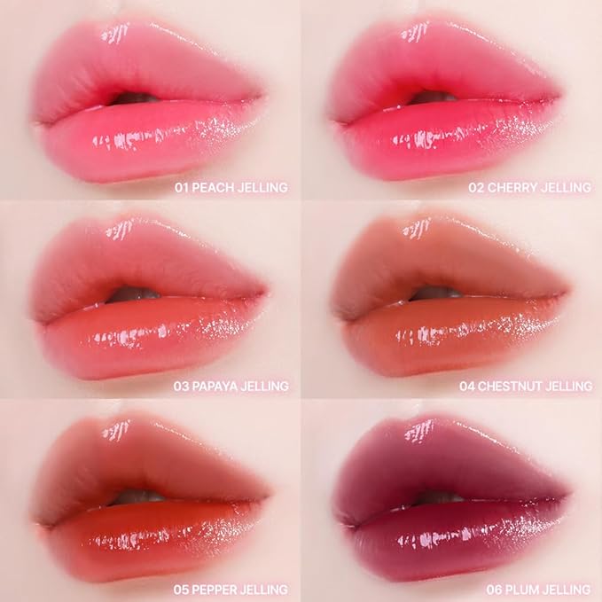 YNM Heart Jelling Tint, PEPPER JELLING, Silicone Lip Brush Included, K-Beauty, Non-Sticky, Moisturizing, Smudge-Proof, Korean Lip Tint, Long-Lasting, Vivid Color, 0.09 oz