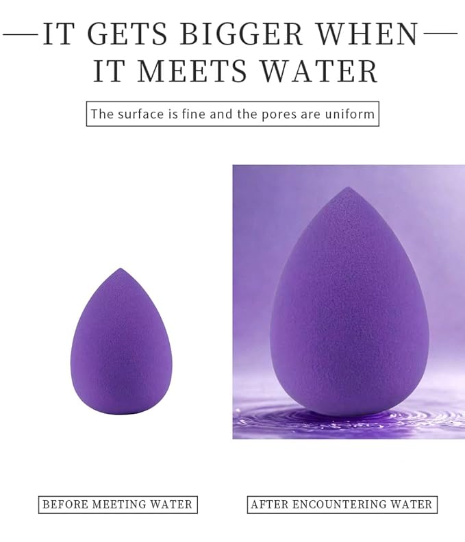 Makeup Sponge Blender, 4 Pack, Flawless Foundation Blending, Latex-Free Cosmetic Applicator Puff for Liquid, Cream, & Powder
