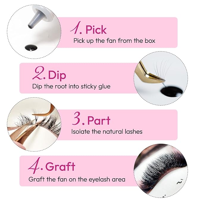 Eyesy Lash 500 Promade Fans - Volume Premade Lash Fans for Eyelash Extensions Pointy Base Handmade Loose Pre Made Eyelashes Middle Stem Soft and Lightweight (14D 0.03 CC 17mm)