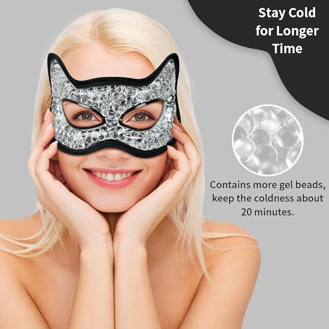 CONBELLA Cooling & Heating Eye Mask - Hot/Cold Use for Puffy Eyes, Headaches, Migraines, Sinus & Dark Circles (2 Packs Black)