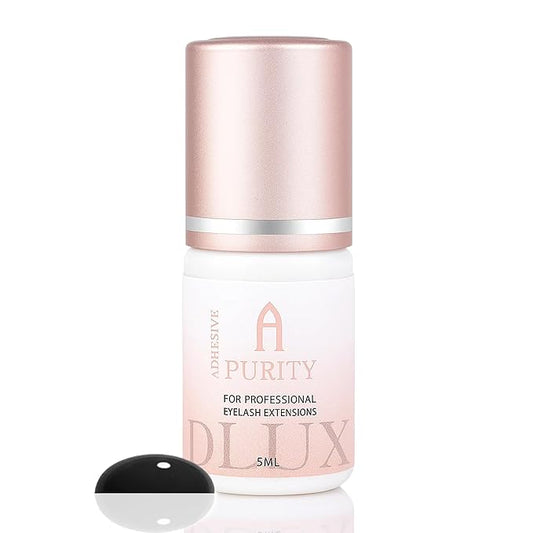 DLUX PROFESSIONAL Eyelash Extension Glue for Professionals - 8 Weeks Retention, 0.5 Sec Drying Time, Latex Free Semi Permanent Individual & Volume Lash Extension Glue