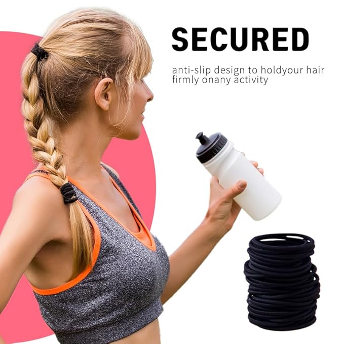 120PCS Thick Hair Elastics for Women Girls, No Damage Seamless Hair Ties, High Elastic Ponytail Holders for Thick, Curly, Long Hair - Neutral Colors (4mm)