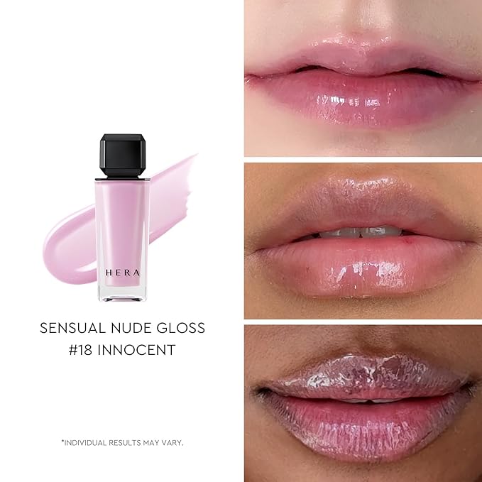 HERA Sensual Nude Lip Gloss #18 INNOCENT [Featured on JUST MAKEUP] | Volumizing Sheer & Glossy Finish, Non-sticky, Moisturizing and Hydrating, Korean Makeup, 0.17 oz. (5g)