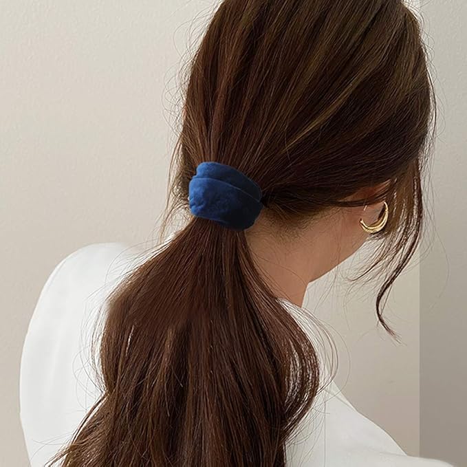 20Pcs Didder Velvet Scrunchies: Soft Elastics Hair Ties in Dark Blue, Bobbles Ropes Hair Bands for Women and Girls