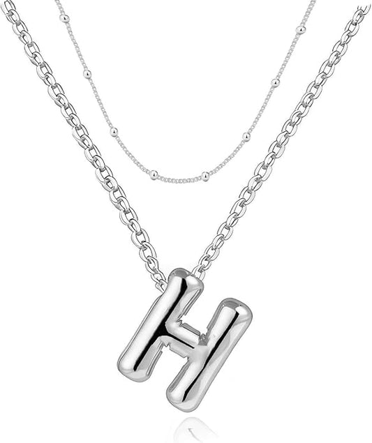 PANSHI Gold Initial Necklaces Gifts for Teen Girls Women Girlfriend Teen Girl Gifts Trendy Stuff Layered Bubble Letter Necklace Gold Jewelry Birthday Gift