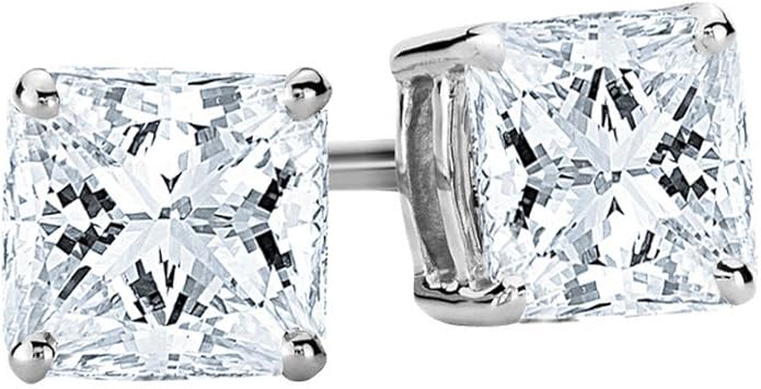 Houston Diamond District 0.5 to 10 Carat IGI Certified LAB-GROWN Princess Cut Diamond Stud Earrings for Women 4 Prong Screw Back (E-F Color, VS2-SI1 Clarity)