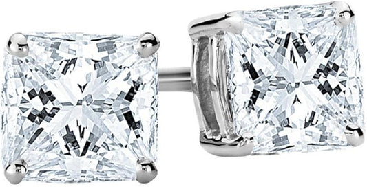 Houston Diamond District 0.5 to 10 Carat IGI Certified LAB-GROWN Princess Cut Diamond Stud Earrings for Women 4 Prong Screw Back (E-F Color, VS2-SI1 Clarity)