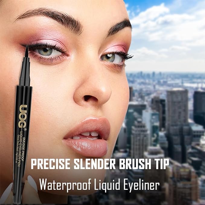 UOG (United One) Liquid Eyeliner - Waterproof, Smudge-Proof, Quick-Dry Formula with Precise Slender Brush Tip, Allergy-Free & Long-Lasting Up to 72 Hours. 1.0mL/0.035 Fl oz