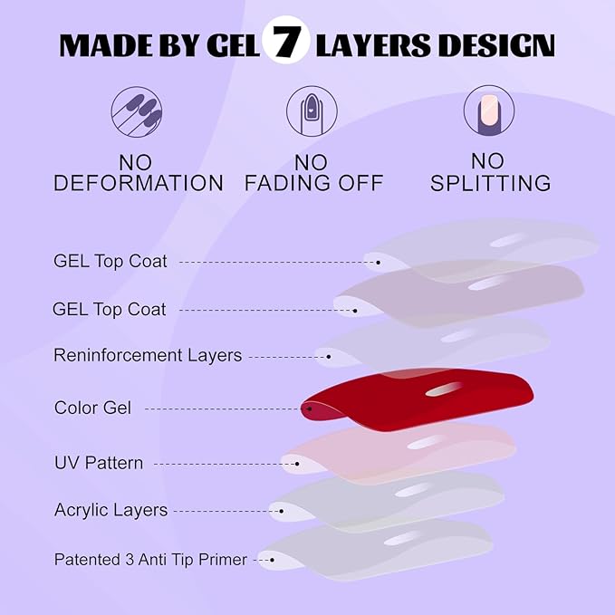 Cat Eye Press On Nails Short - Valentines Press On Nails Red, Square Glue On Nails with Nail Glue, Stick On Nails in 16 Sizes - 32PCS Soft Gel Fake Nails Kit, Mulled Wine