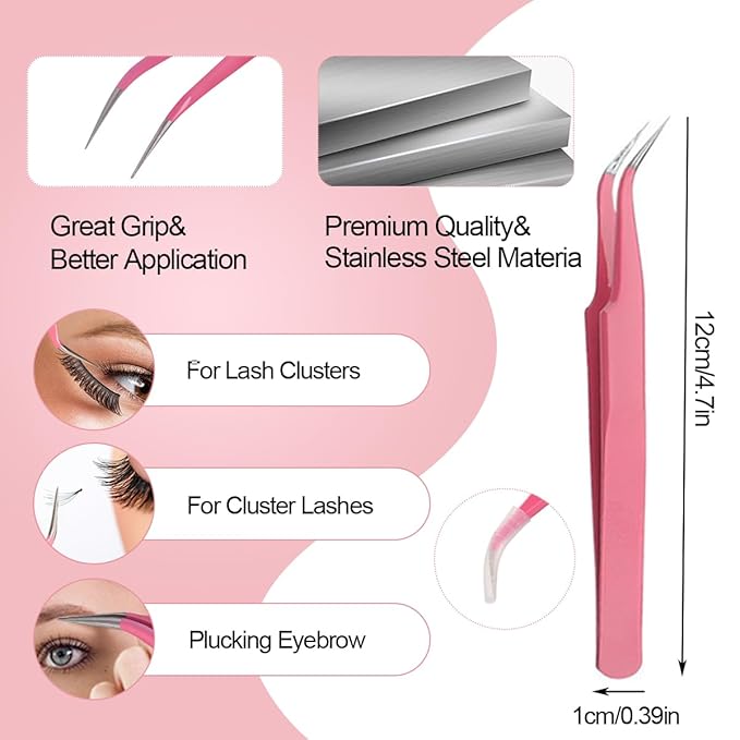 Lash Bond and Seal Kit 4 Pcs DIY Lash Extension with Waterproof Lashe Cluster Glue 72h Hold and Seal Lash Remover Tweezers Portable Eyelash Brush with Cap for Eyelash Extensions Beginners