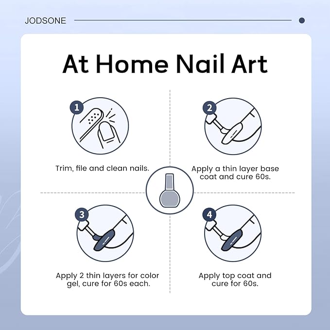 JODSONE Misty Blue Gel Nail Polish 10ml Soak Off LED Gel Polish Blue Haze Nail Color Salon Quality Long-Lasting Vegan & Cruelty-Free Need U V Lamp Curing