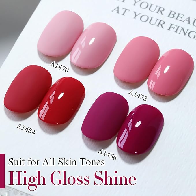 Double Rhythm Gel Polish 15ML Jelly Sheer Pastel Light Milky Color Pearl White Bottle 1 PC 0.5 OZ Full Size Nail Art Salon at Home (Wine Red-D1456)
