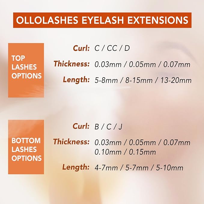 OLLOLASHES Bottom Eyelash Extensions B Curl 0.07mm Mix4-7mm 4mm 5mm 6mm 7mm Black Color Bottom Lashes Extensions, Professional Supplies for Lash Techs (Bottom-B-0.07, 4-7mm)