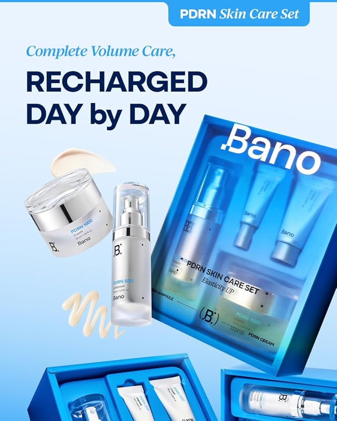 Bano PDRN Skin Care Set - PDRN Firming Cream & Serum Set with Hyaluronic Acid & Peptides | Collagen Cream with Bakuchiol | Face Moisturizer for Sensitive Skin | Korean Skin Care | Fragrance-Free
