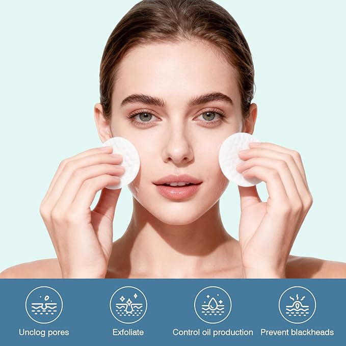 Toner Pads Salicylic Acid Facial Peeling Pad, Breakout-Prone Skin Brightening Facial Deep Pore Cleansing Oil Control & Soothing with Centella Asiatica & Green Tea Extract Daily Exfoliation 70 Pads